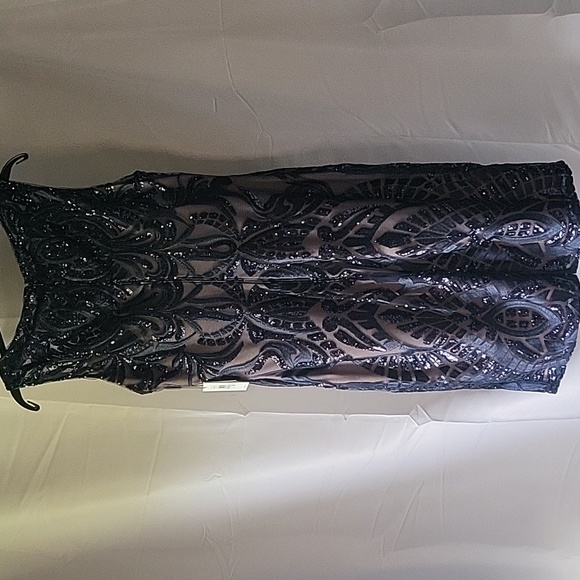 Calvin Klein size 8 evening wear dress navy blue sequence. - Picture 2 of 4